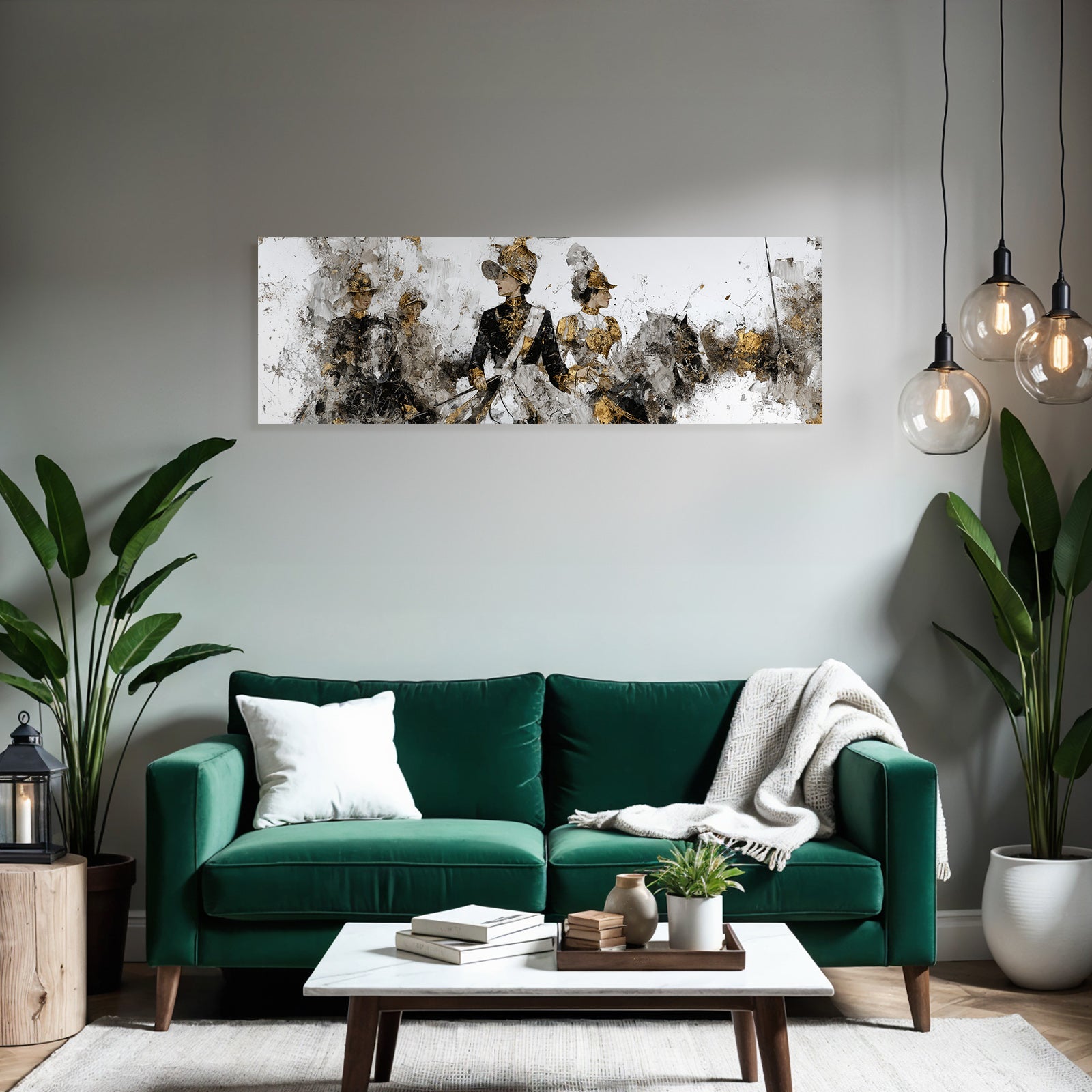 Kuenstlerische Darstellung Militaer Uniformen Reiter Abstrahierte Texturen Farben