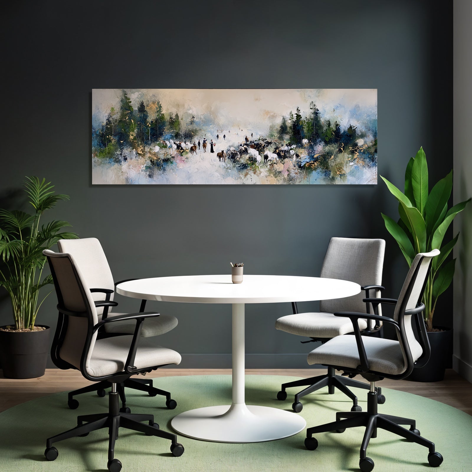 Landschaft Mit Figuren Und Tieren In Der Natur