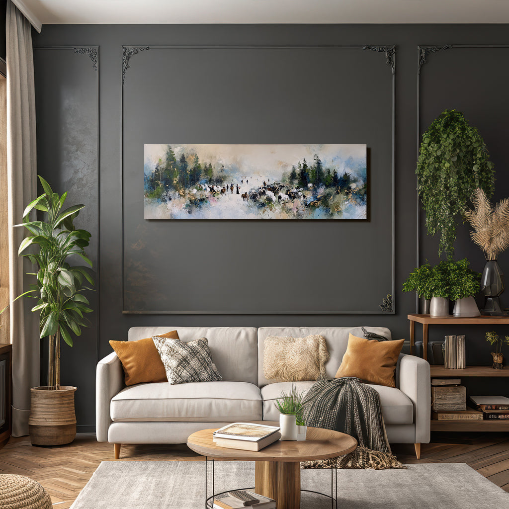 Landschaft Mit Figuren Und Tieren In Der Natur