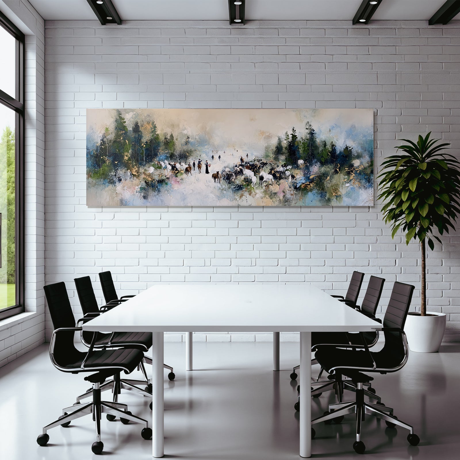 Landschaft Mit Figuren Und Tieren In Der Natur