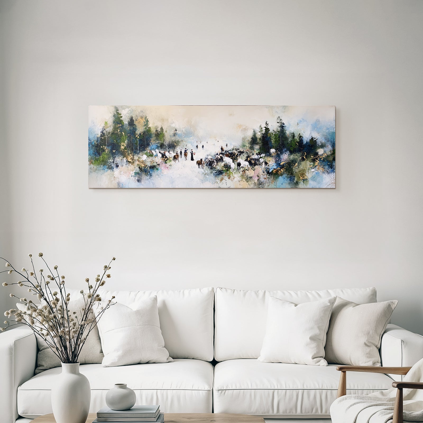 Landschaft Mit Figuren Und Tieren In Der Natur