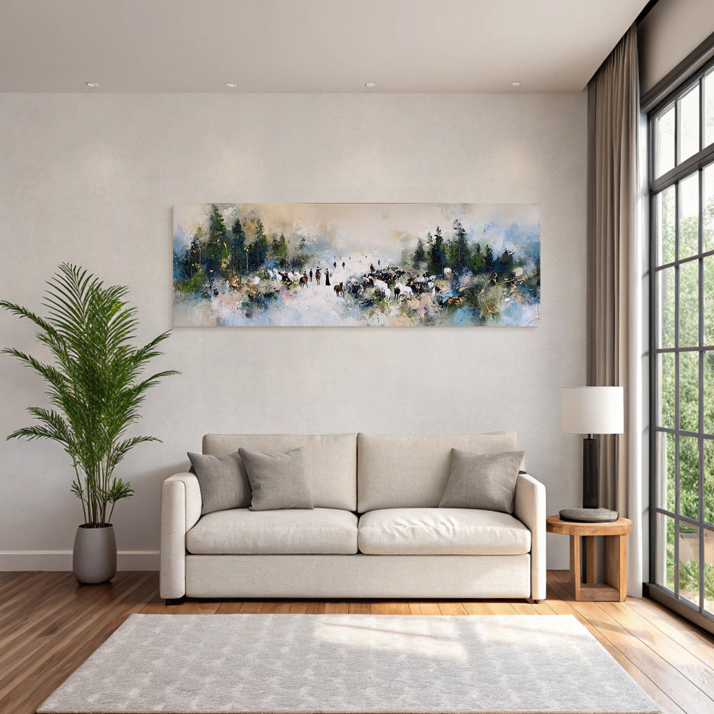 Landschaft Mit Figuren Und Tieren In Der Natur