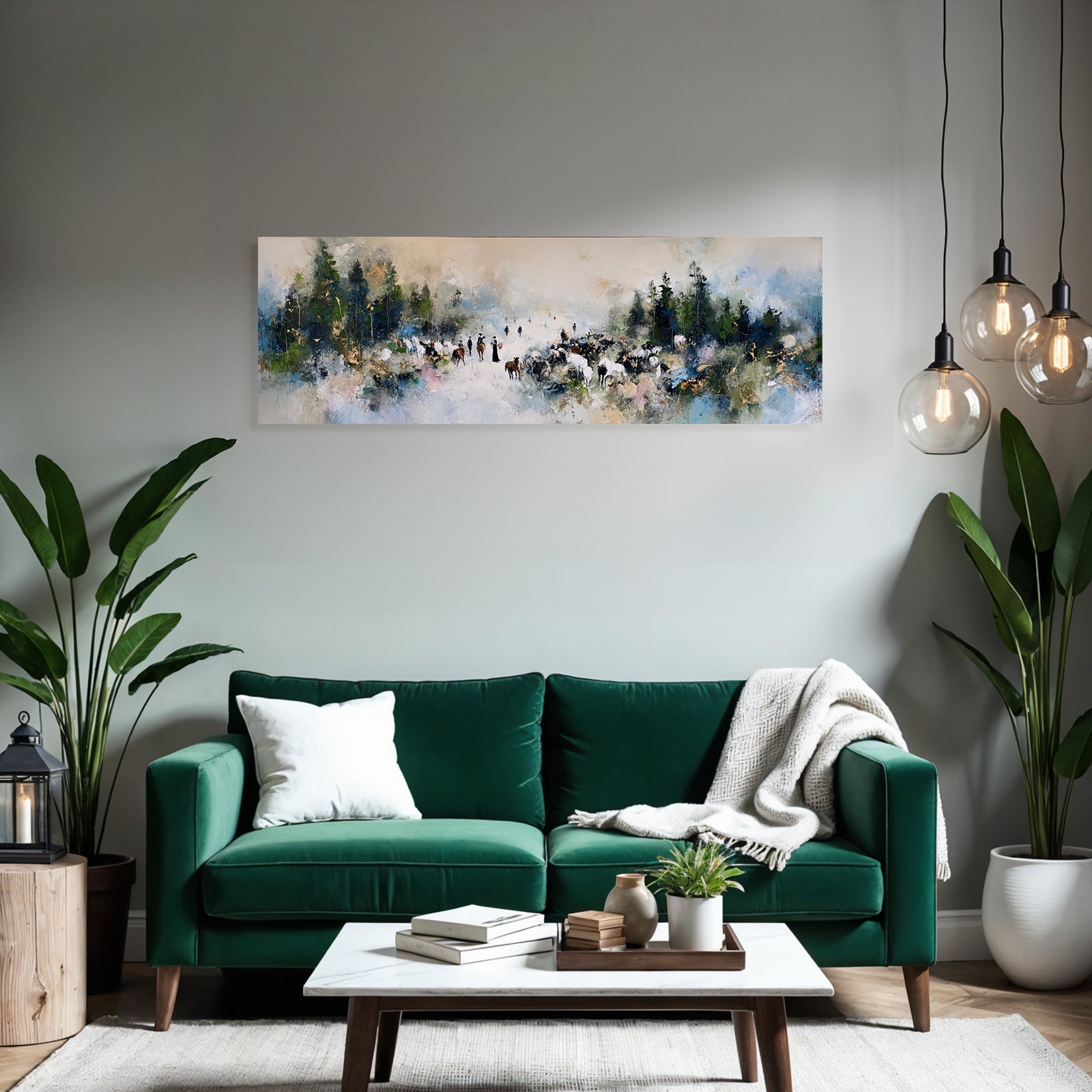 Landschaft Mit Figuren Und Tieren In Der Natur