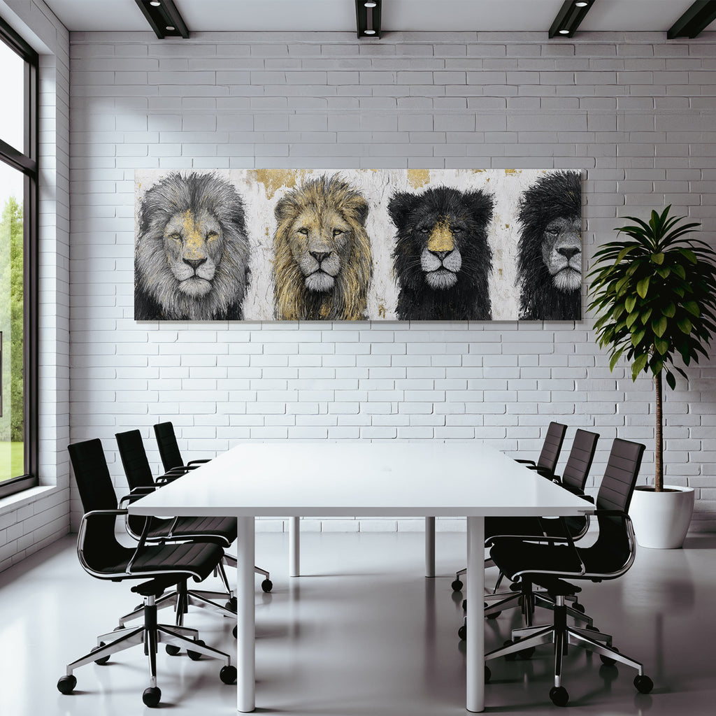 Lion Heads Mixed Media with Colors and Textures