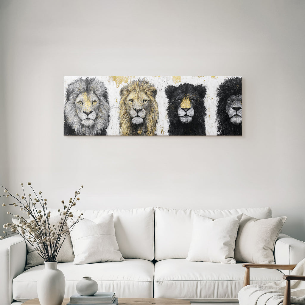Lion Heads Mixed Media with Colors and Textures