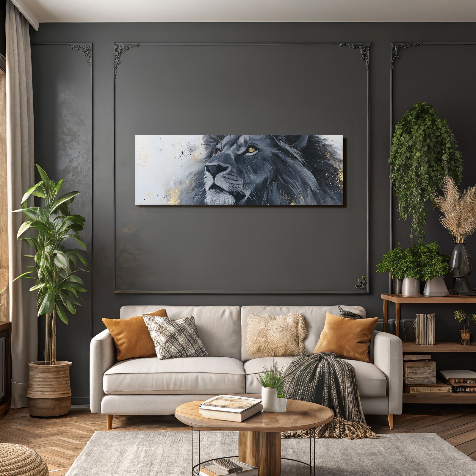 Nahaufnahme Eines Lions Gesetzte Hintergrund