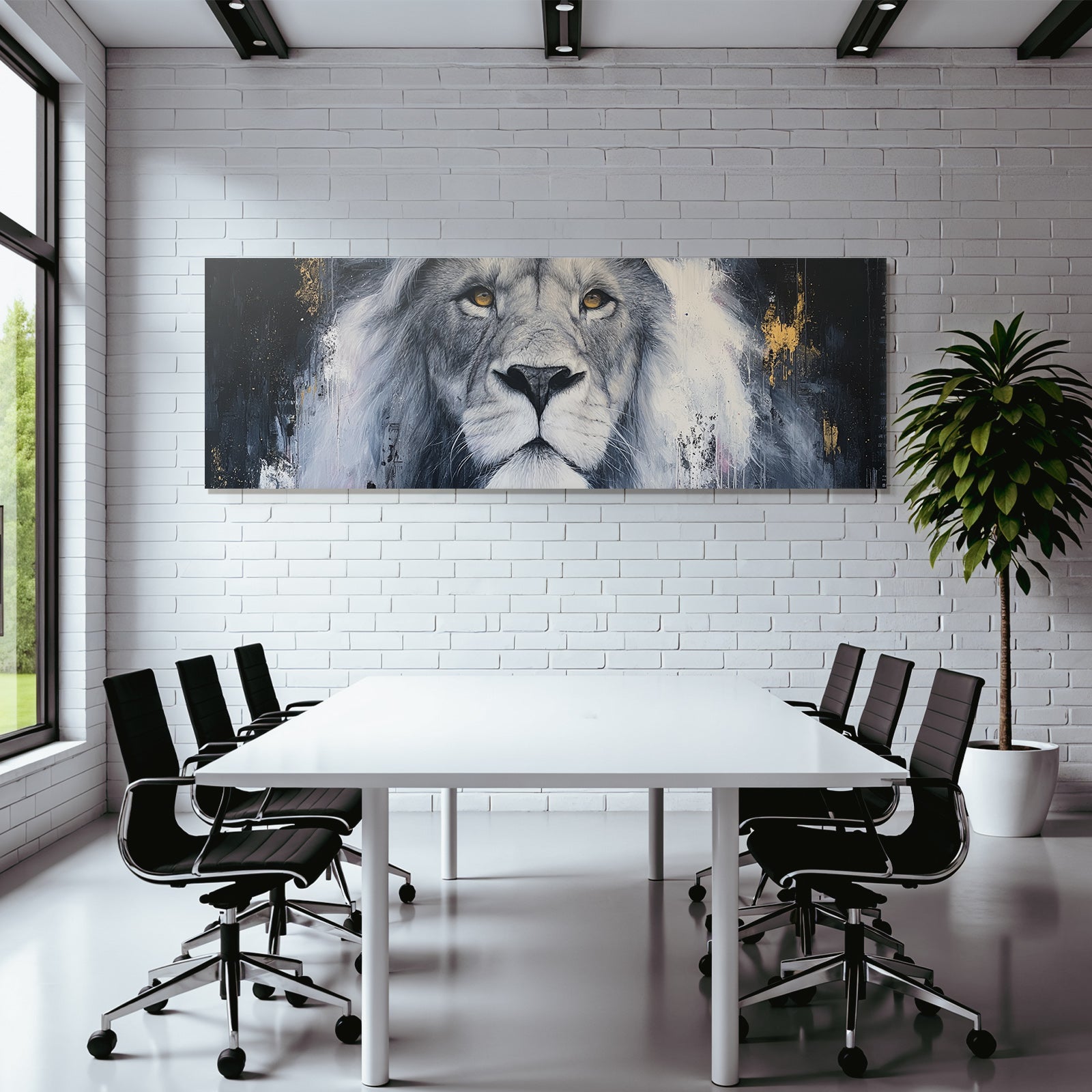 Nahaufnahme Eines Loewenkopfs Kunststil Farbkontrast