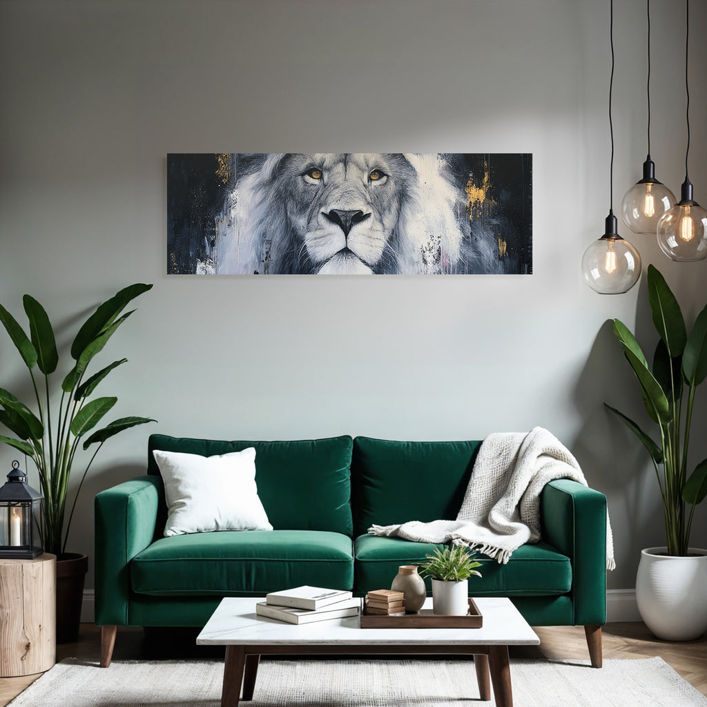 Nahaufnahme Eines Loewenkopfs Kunststil Farbkontrast