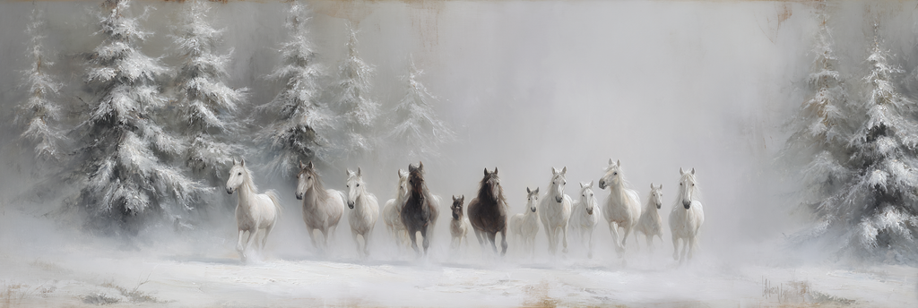 Schneelandschaft Pferde Nebel Baumjpg | Grandeur Chic | Einrichtungsstile