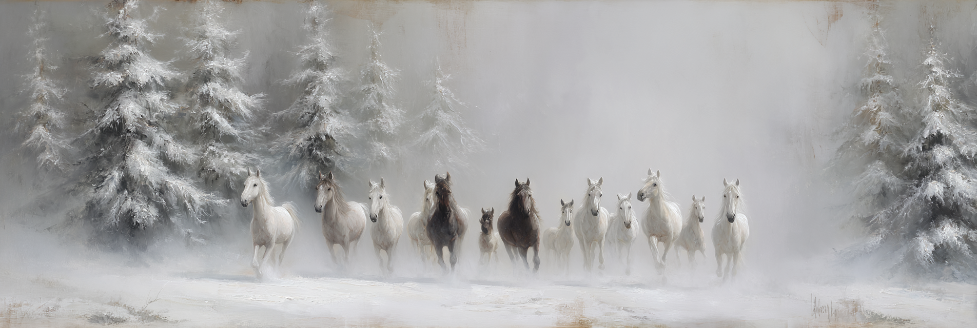 Schneelandschaft Pferde Nebel Baumjpg | Grandeur Chic | Einrichtungsstile