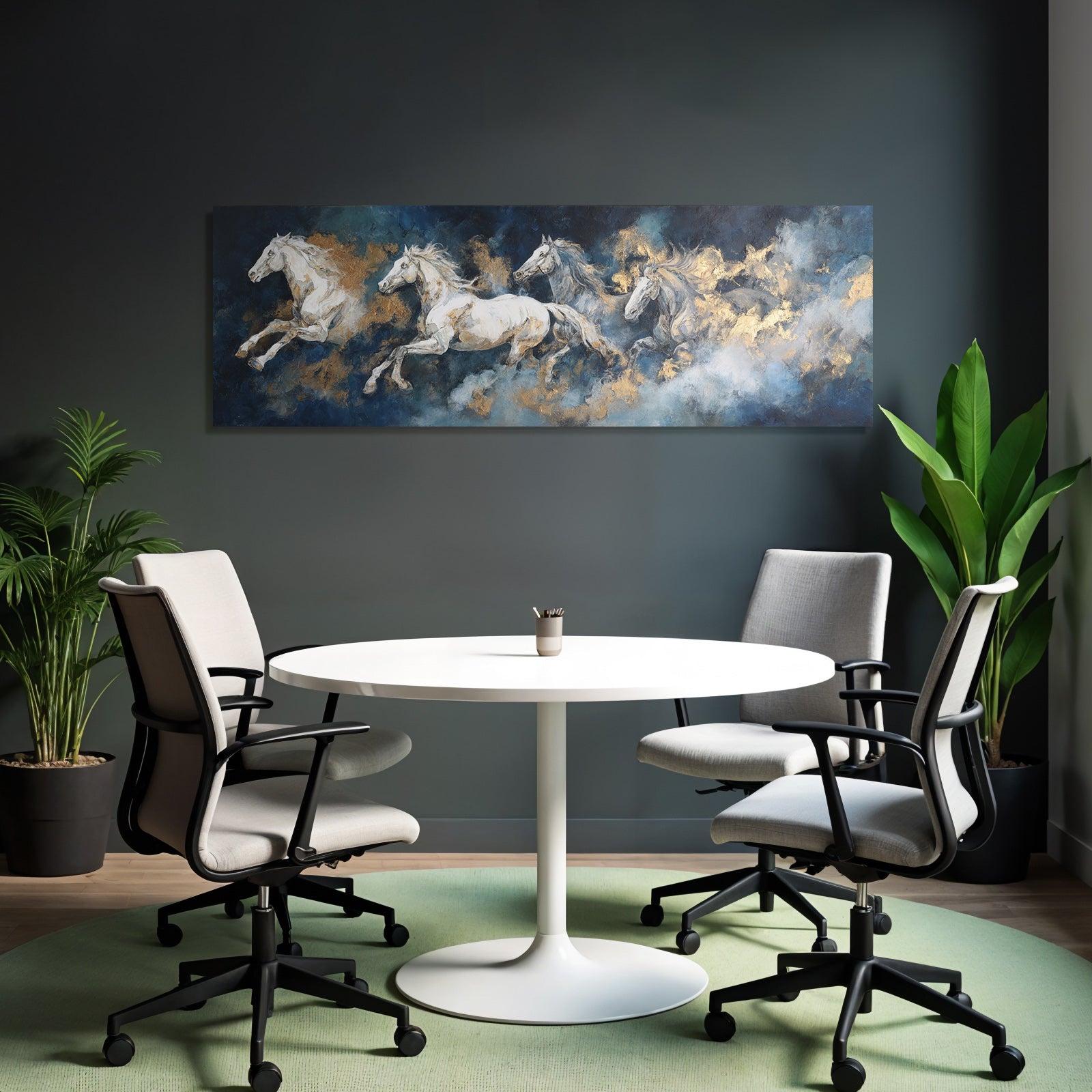 Vier Reitende Pferde Durch Wolken Kunstwerk