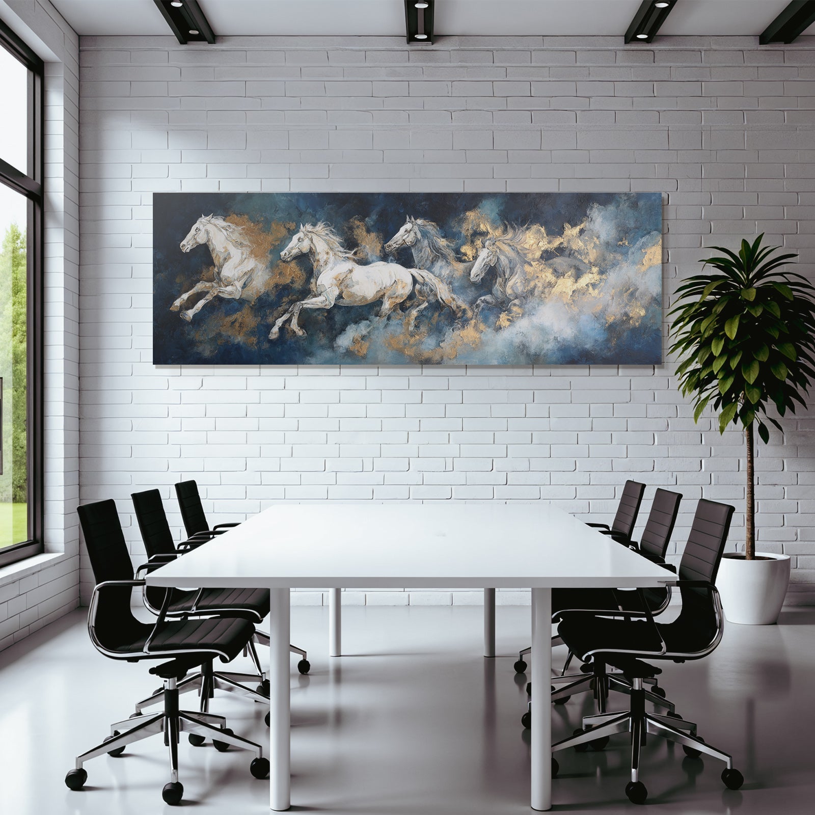 Vier Reitende Pferde Durch Wolken Kunstwerk