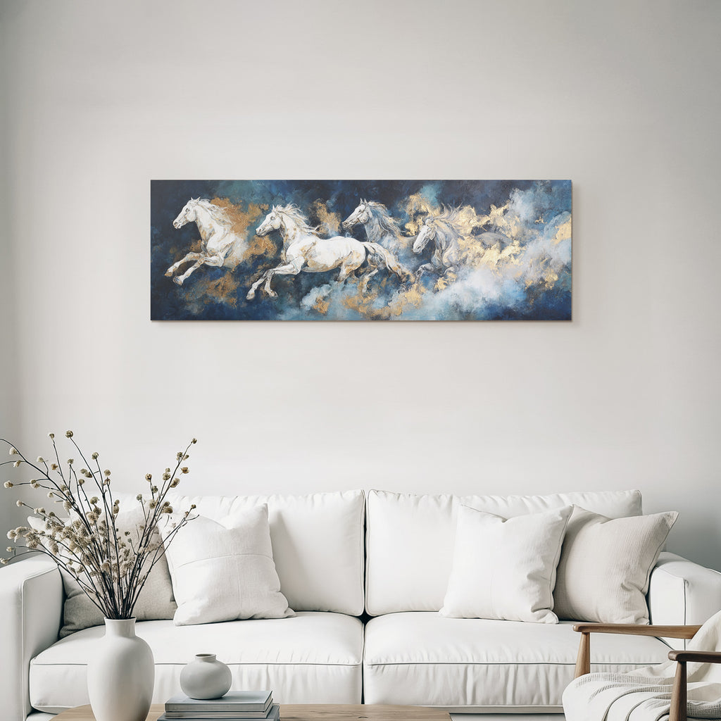 Vier Reitende Pferde Durch Wolken Kunstwerk