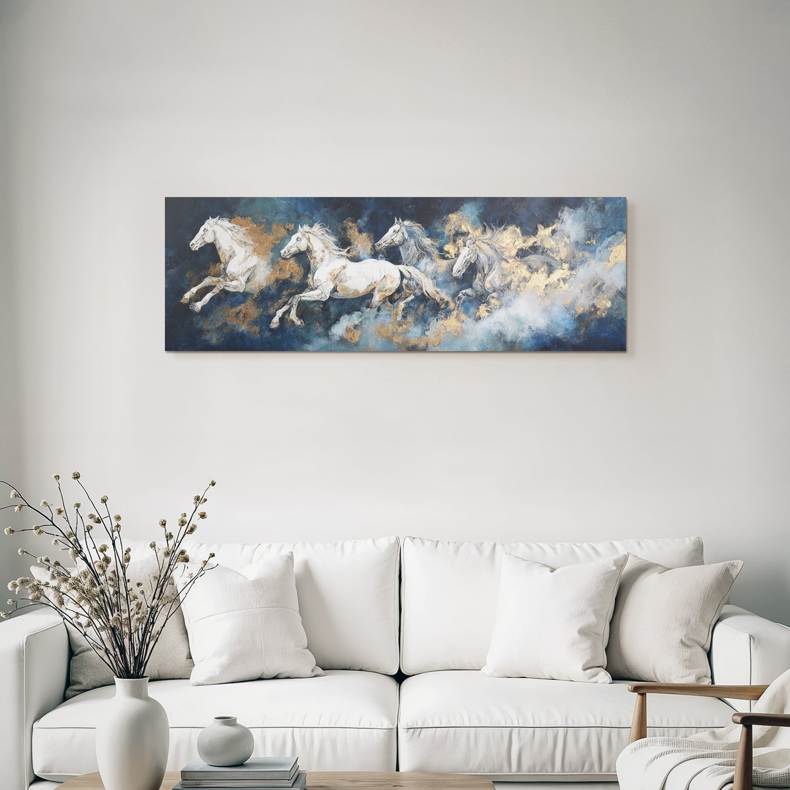 Vier Reitende Pferde Durch Wolken Kunstwerk