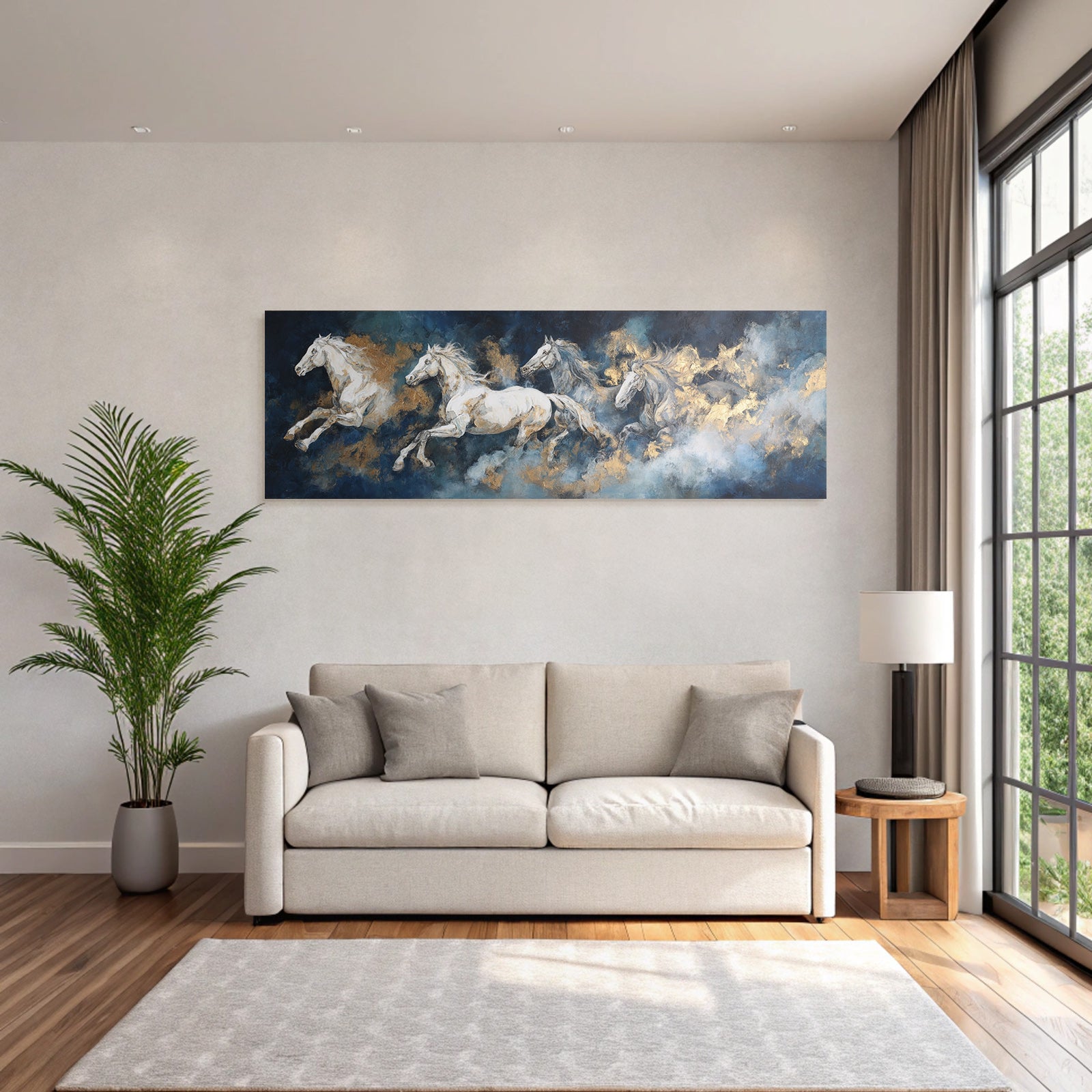 Vier Reitende Pferde Durch Wolken Kunstwerk