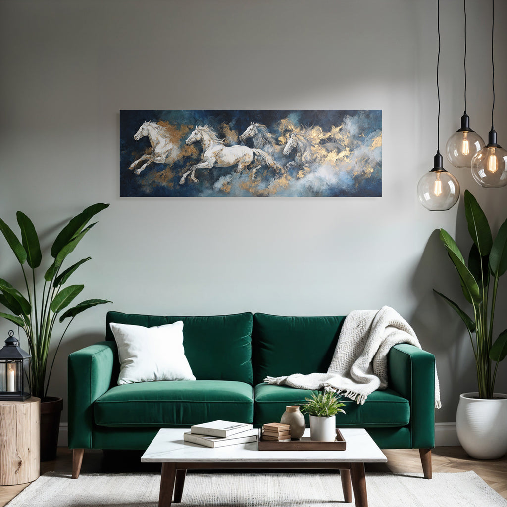Vier Reitende Pferde Durch Wolken Kunstwerk