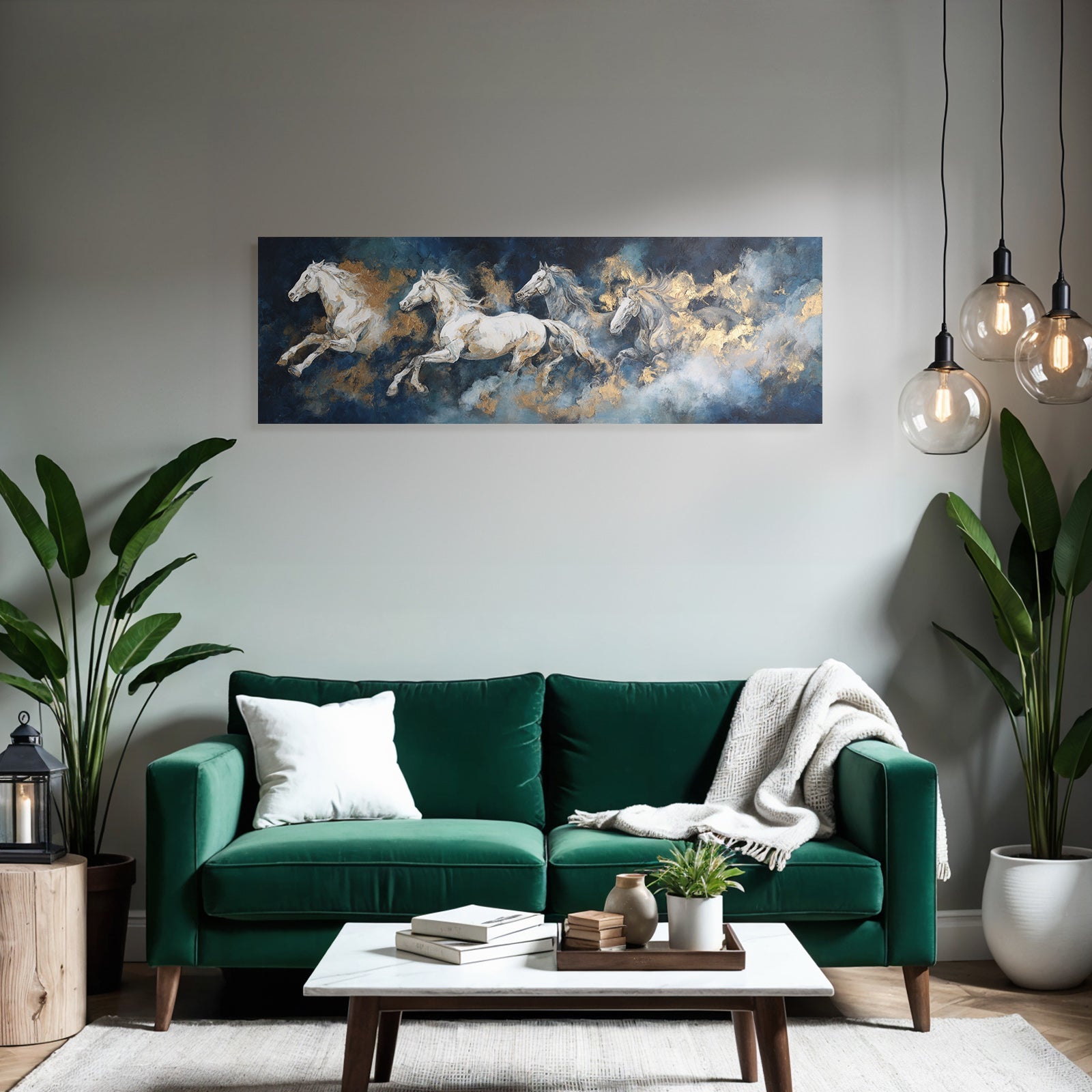 Vier Reitende Pferde Durch Wolken Kunstwerk
