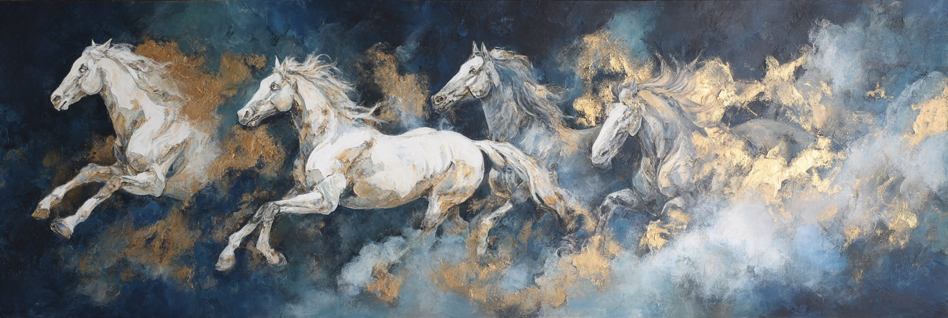 Vier Reitende Pferde Durch Wolken Kunstwerk | Grandeur Chic | Einrichtungsstile
