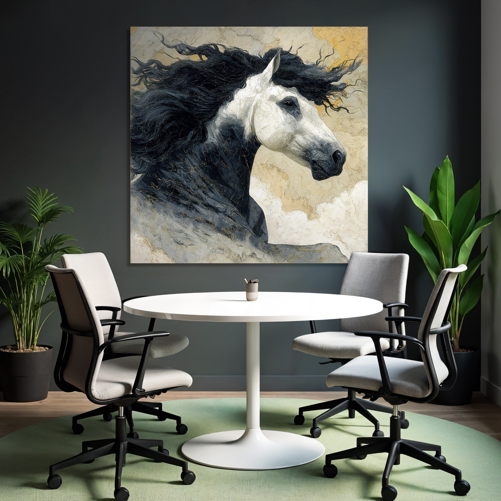 Pferd Mit Wallender Maehne Gemalt