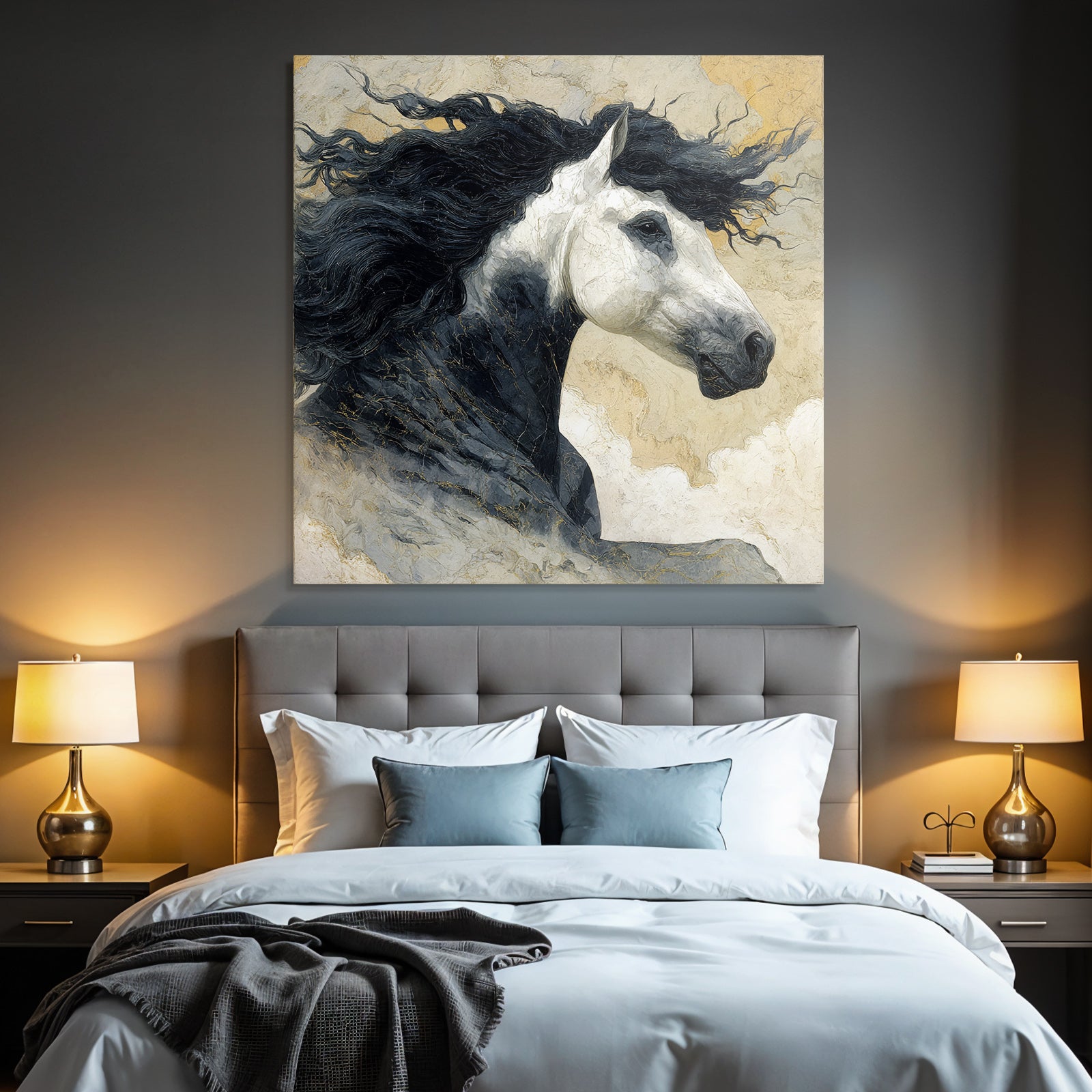 Pferd Mit Wallender Maehne Gemalt