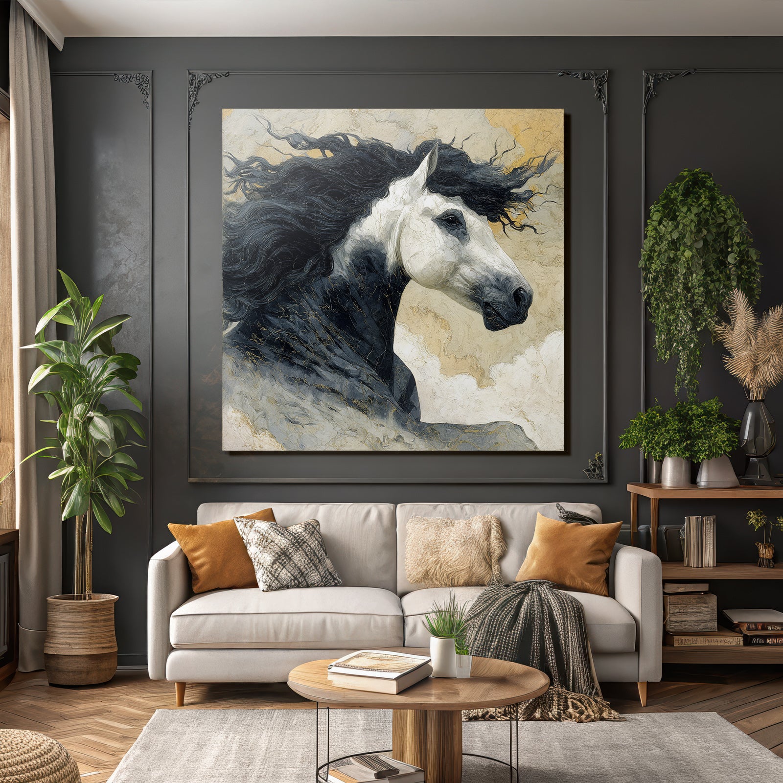 Pferd Mit Wallender Maehne Gemalt