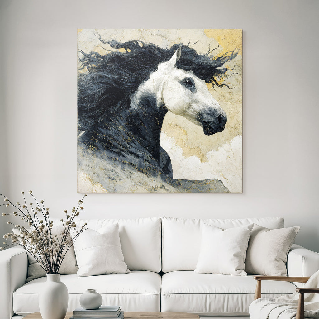 Pferd Mit Wallender Maehne Gemalt
