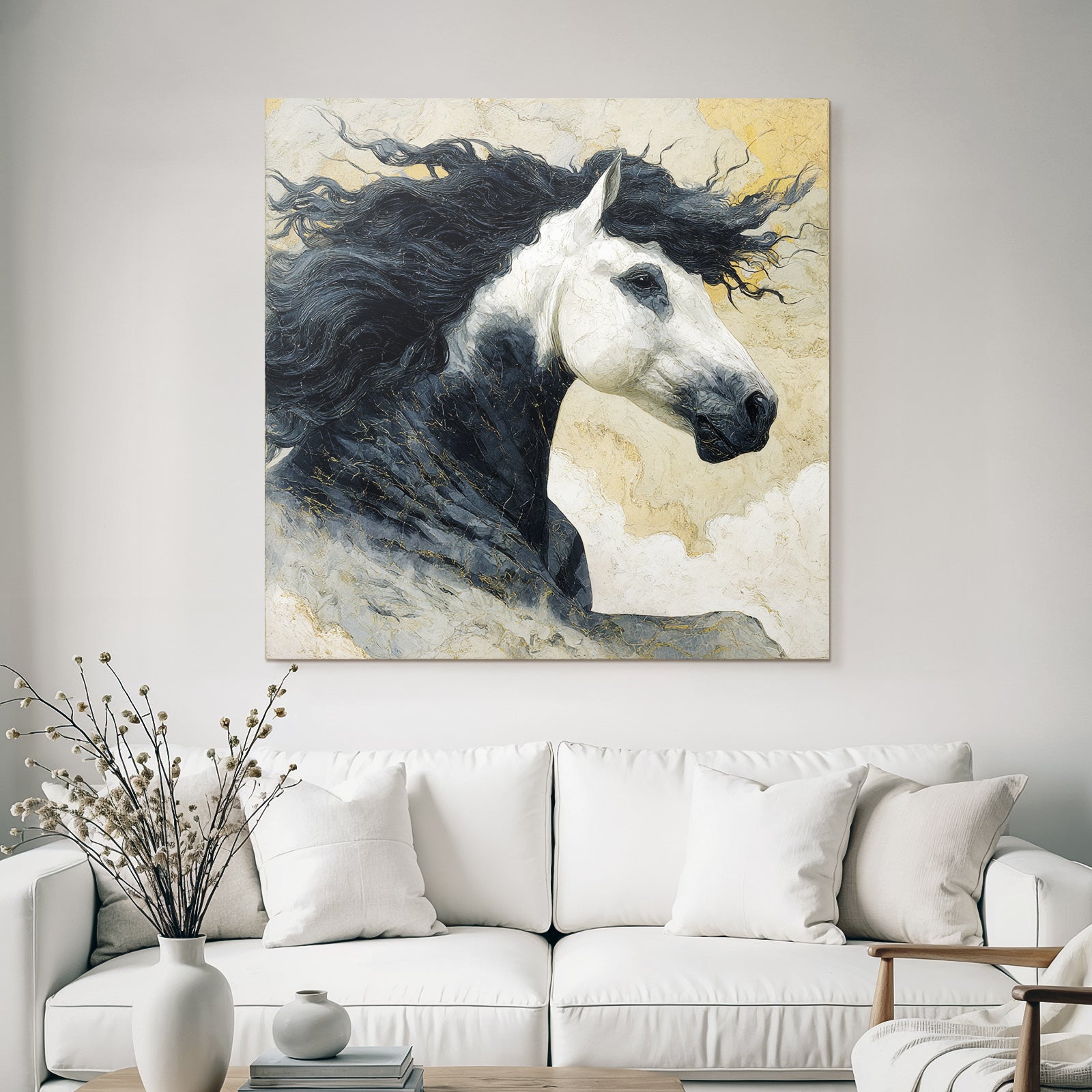 Pferd Mit Wallender Maehne Gemalt
