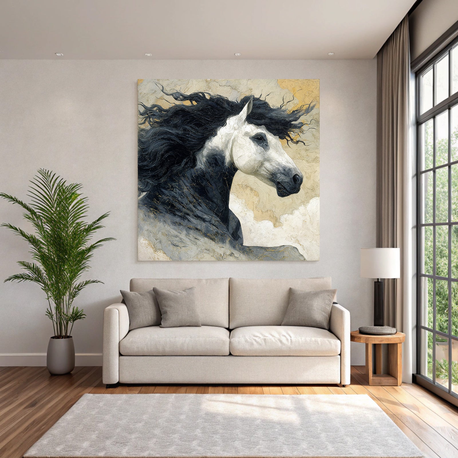 Pferd Mit Wallender Maehne Gemalt