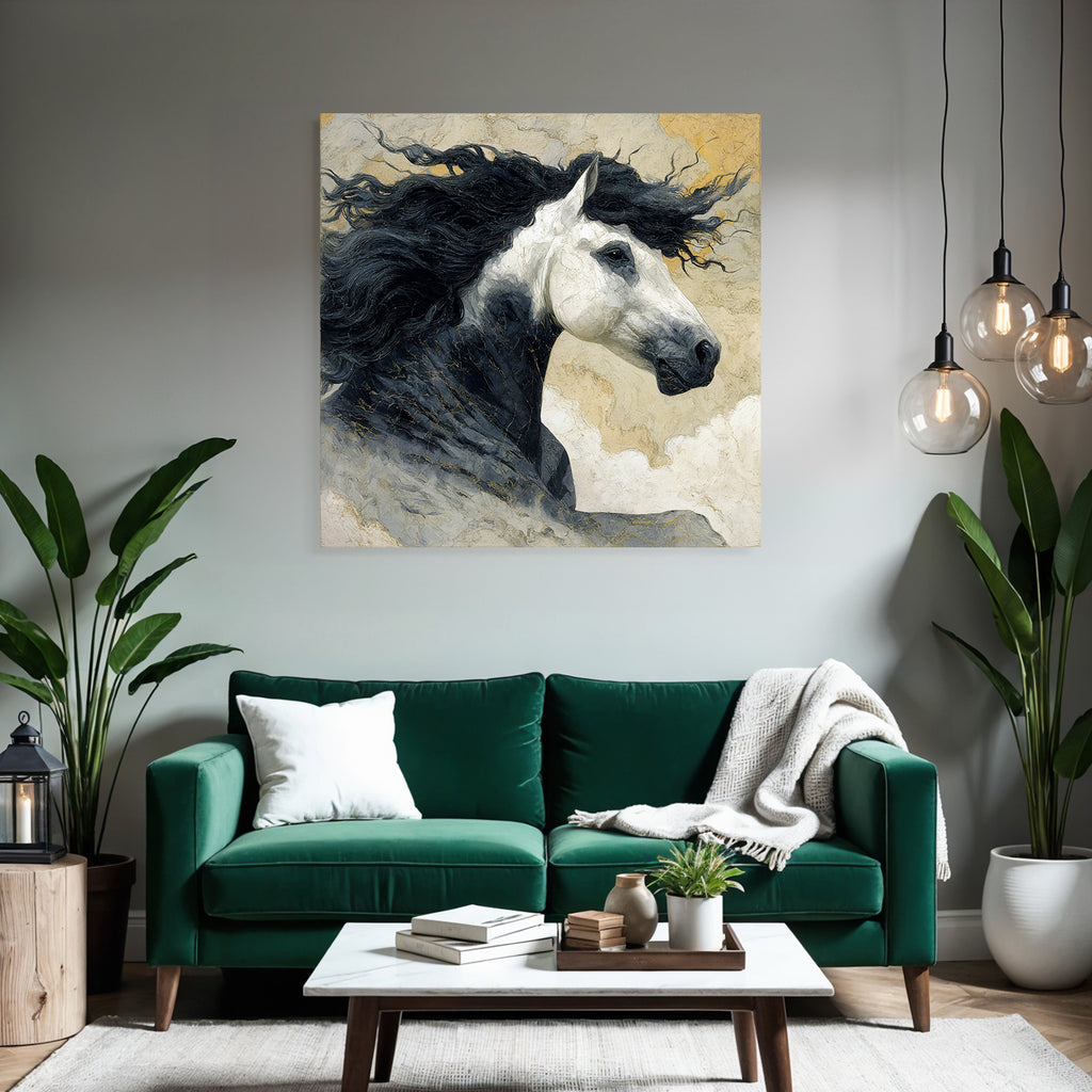Pferd Mit Wallender Maehne Gemalt