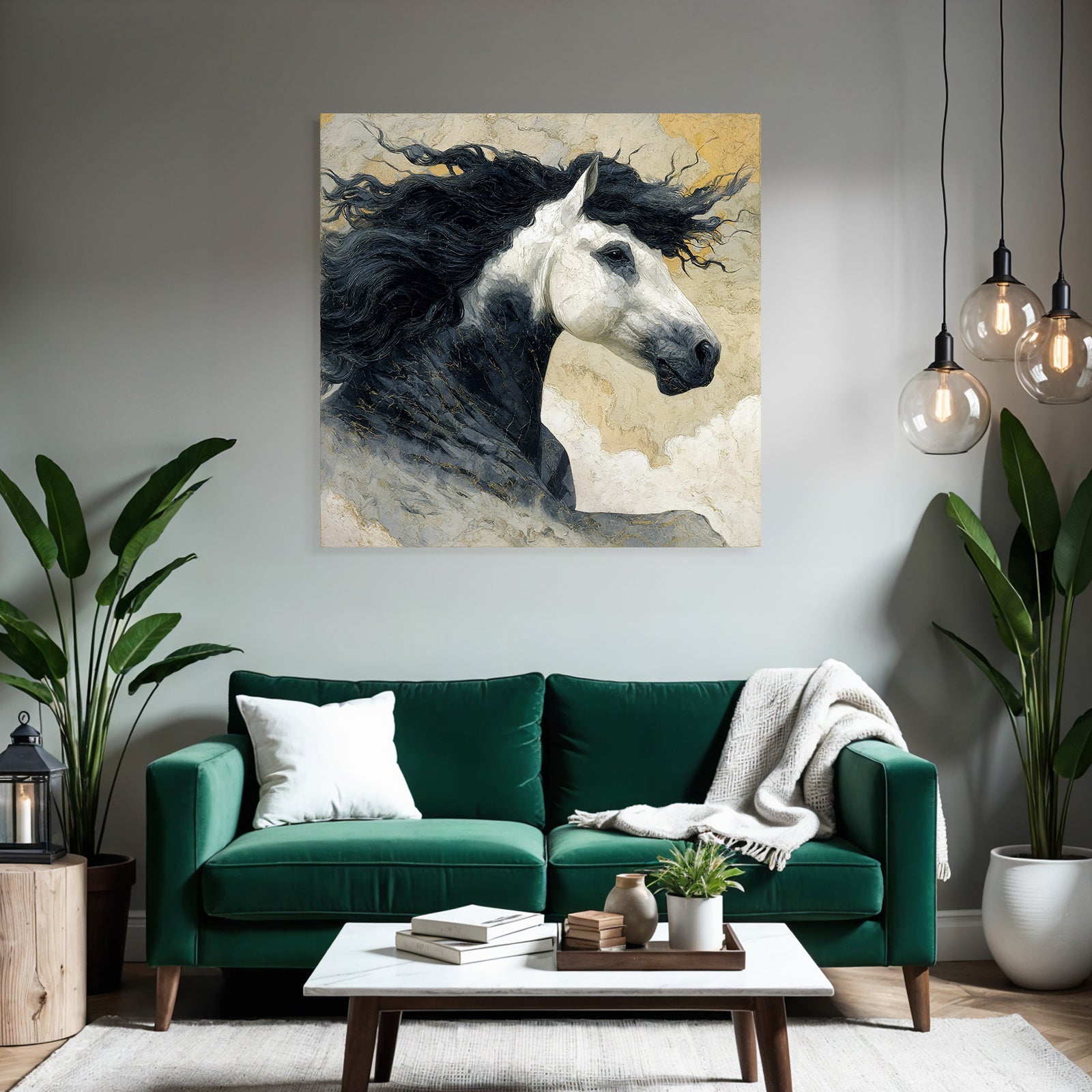 Pferd Mit Wallender Maehne Gemalt