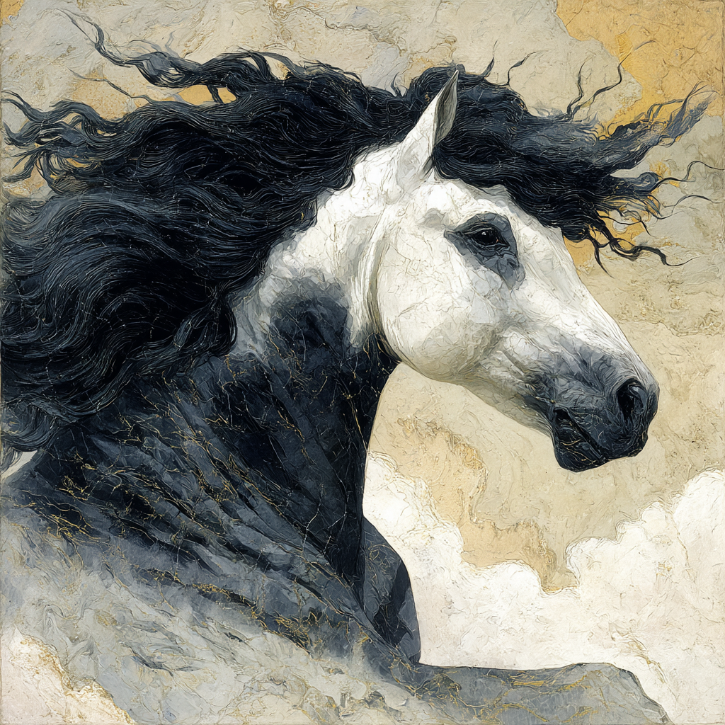 Pferd Mit Wallender Maehne Gemalt | Grandeur Chic | Einrichtungsstile