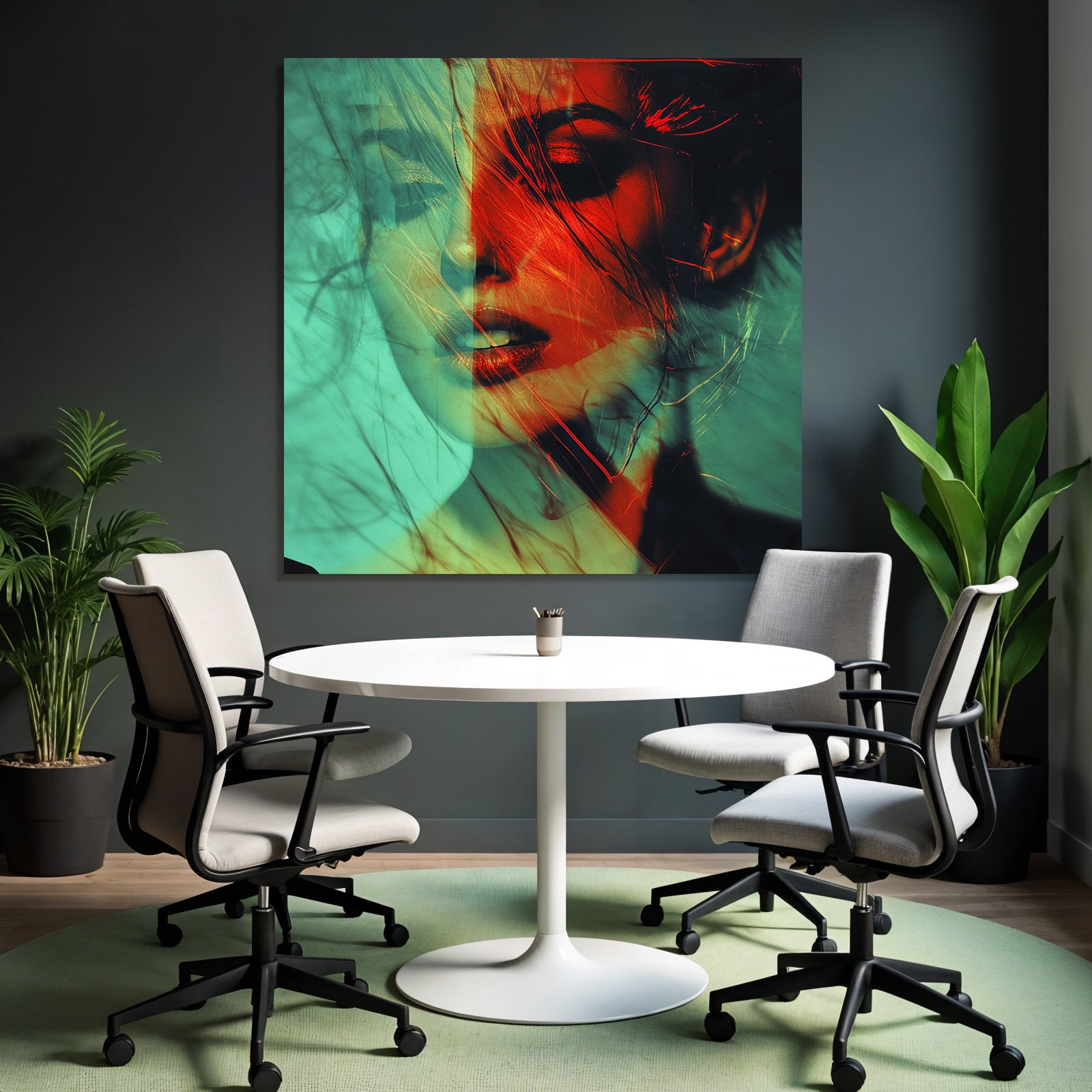 Kreative Stylisierte Portrait Mit Dualen Farbtonen Und Ueberlagerungen