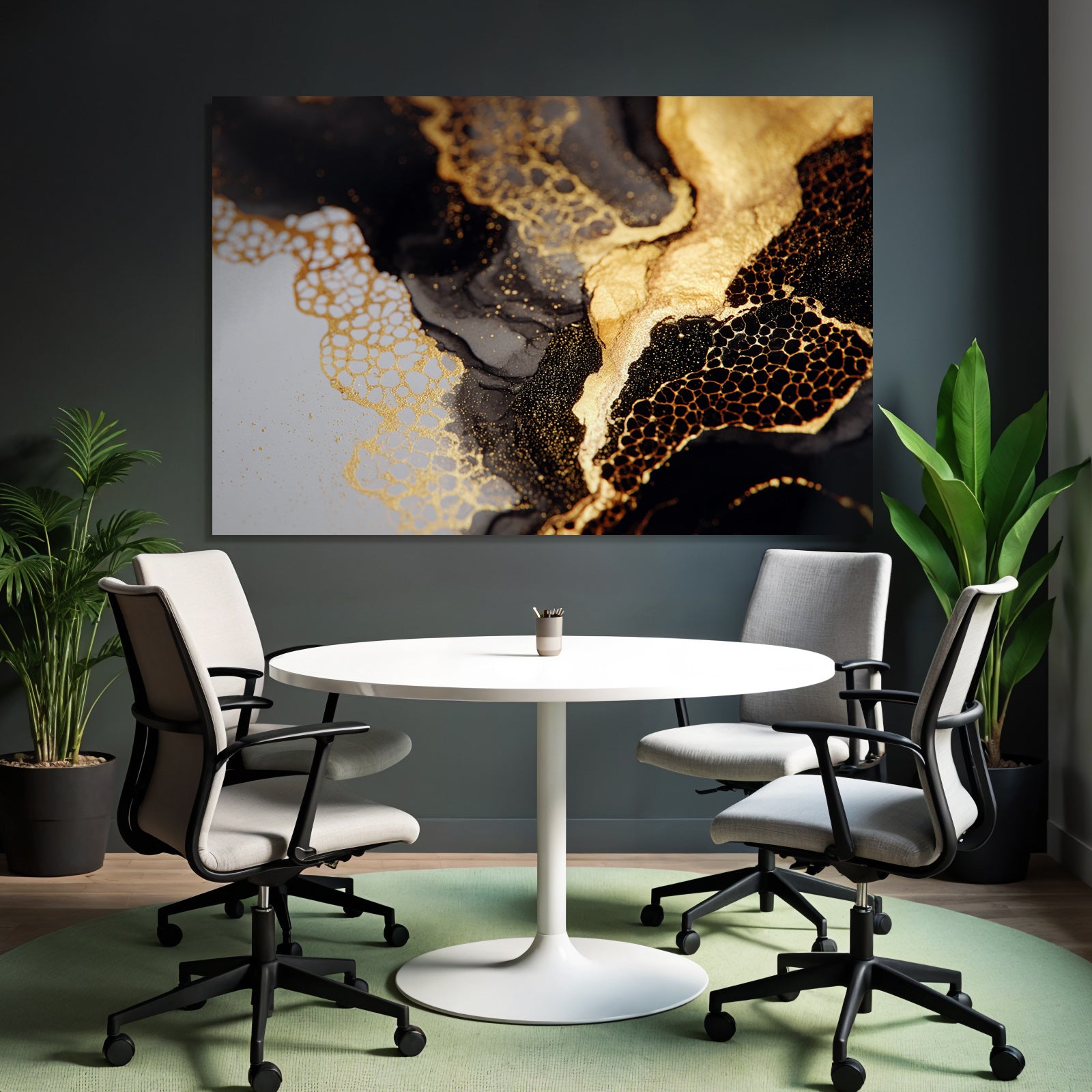 Abstraktekunst Schwarz Gold Texturen