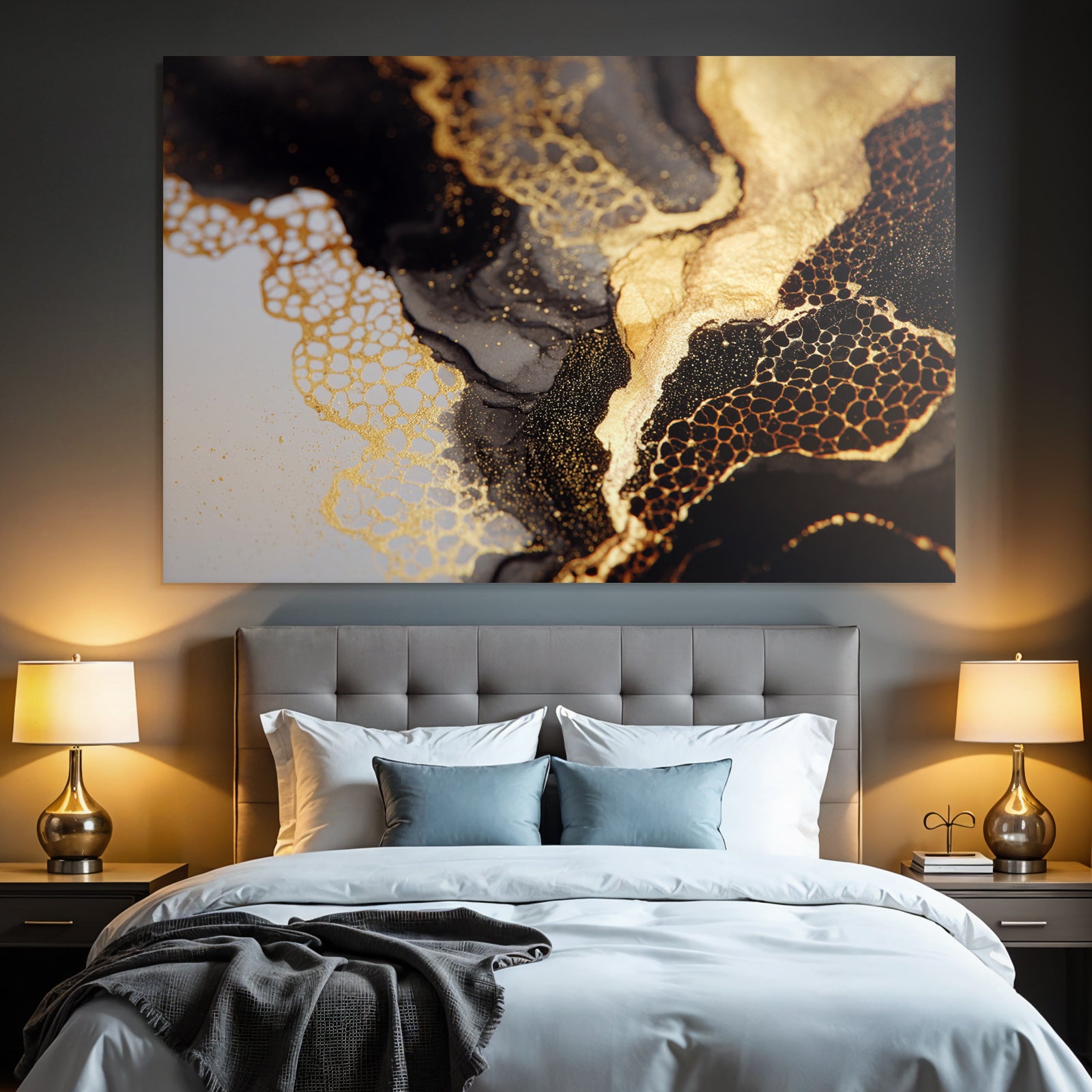 Abstraktekunst Schwarz Gold Texturen