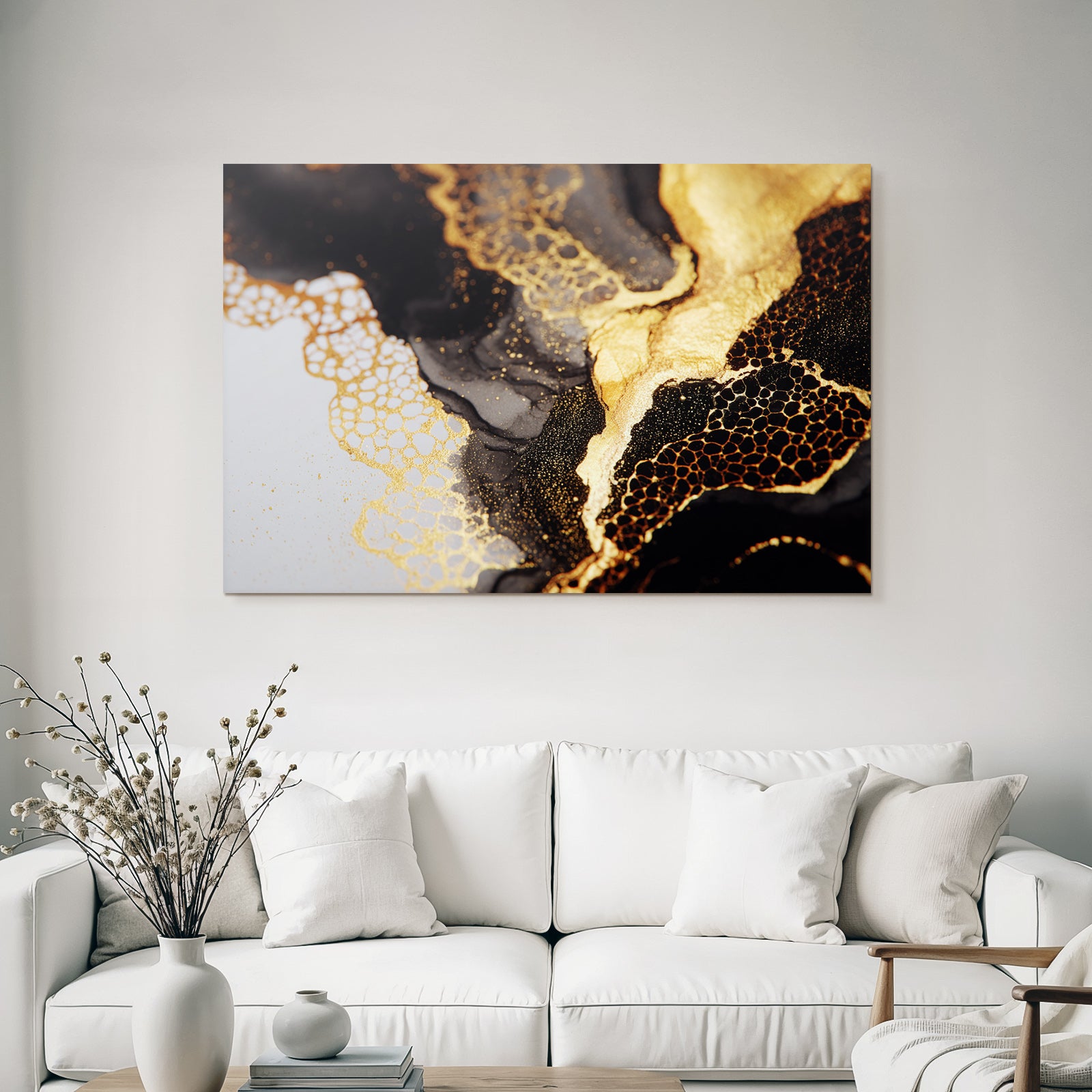 Abstraktekunst Schwarz Gold Texturen