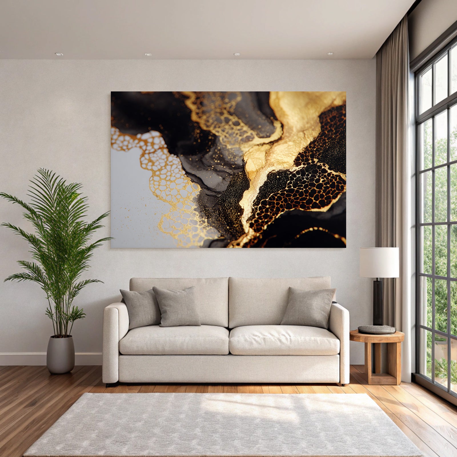 Abstraktekunst Schwarz Gold Texturen