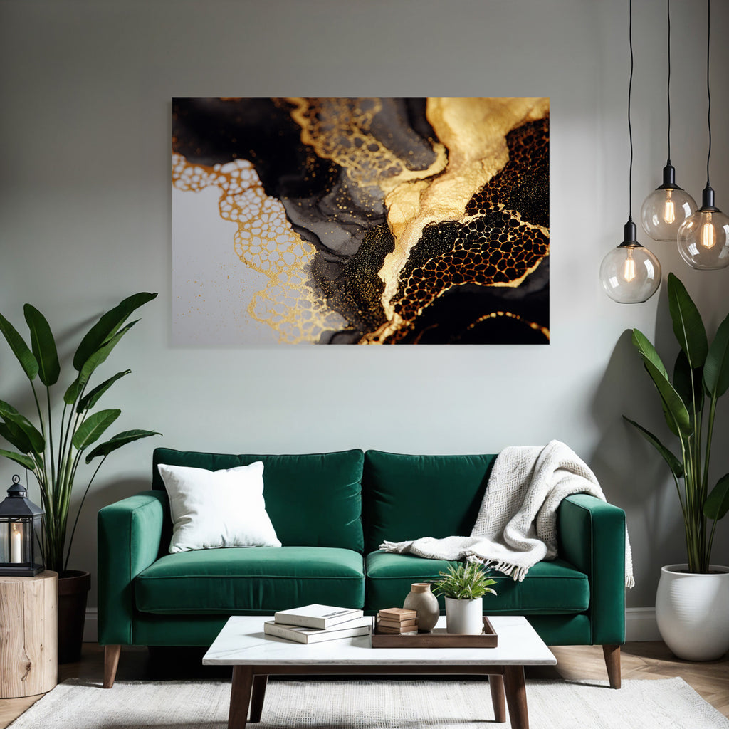 Abstraktekunst Schwarz Gold Texturen