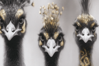 Drei Stilisierte Voegel Mit Ornamenten Und Goldakzenten | Grandeur Chic | Einrichtungsstile