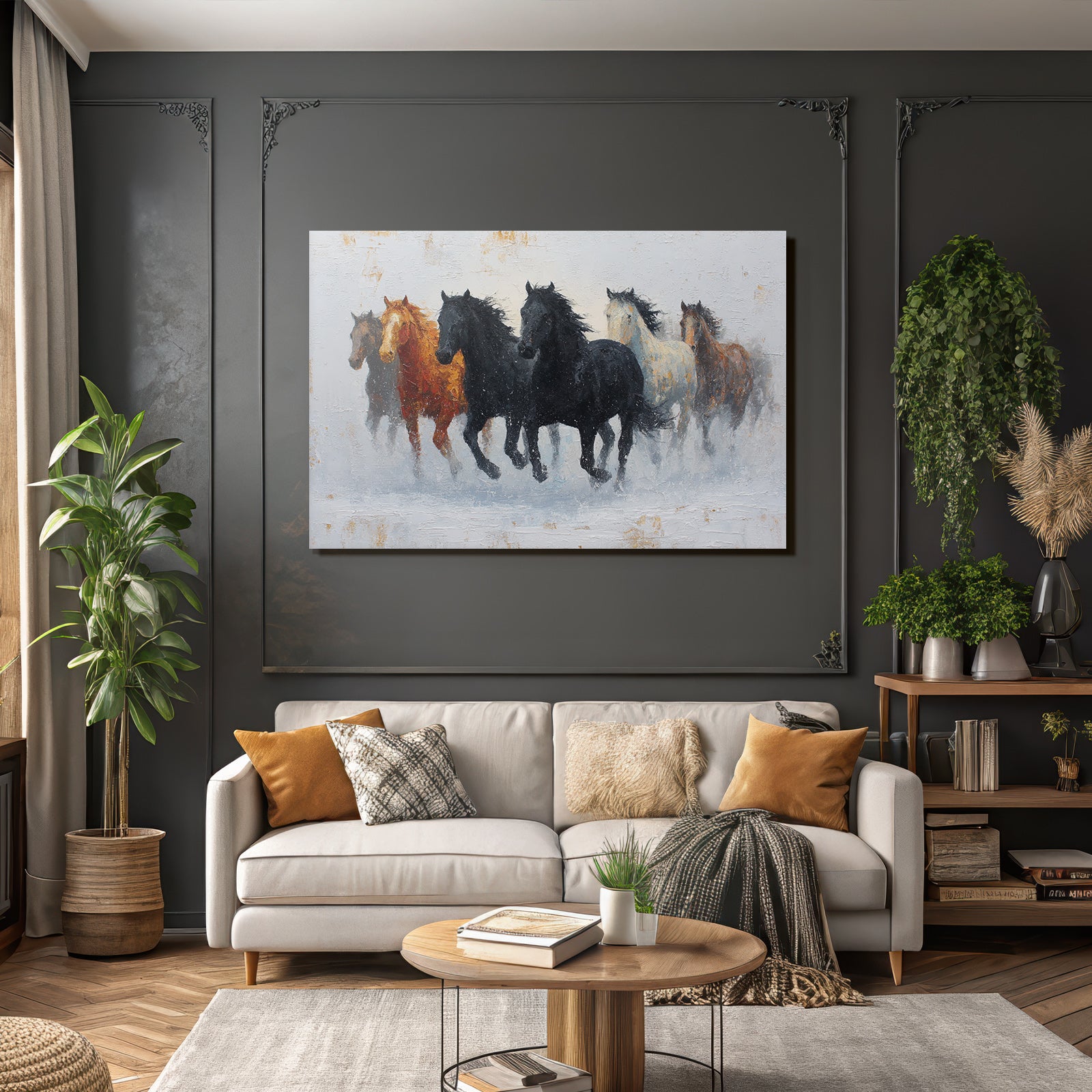 Gruppe Pferde Laufend Farben Texture