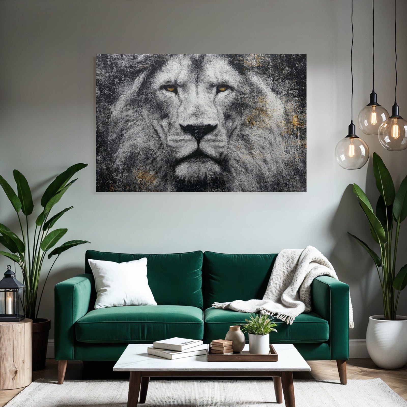Nahaufnahme Des Gesichts Eines Lions Mit Stilisierten Details In Schwarz Und Gold