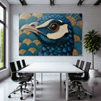Vogel Mit Detaillierung In Blau Und Stilisiertem Hintergrund In Tealmuster