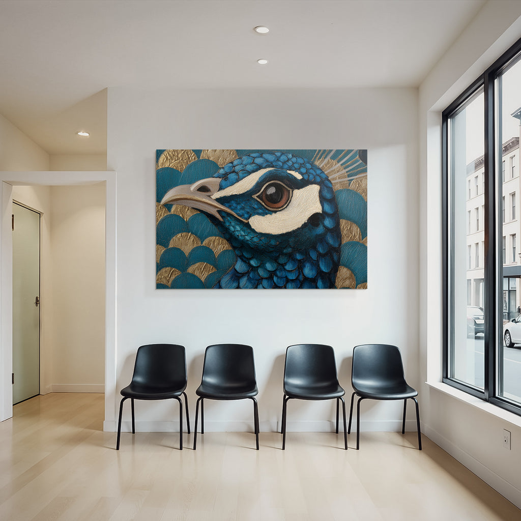 Vogel Mit Detaillierung In Blau Und Stilisiertem Hintergrund In Tealmuster
