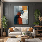 Abstrakte Illustration Profil Silhouette Geometrische Formen Grau Orange Weiss