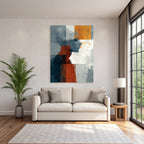 Abstrakte Illustration Profil Silhouette Geometrische Formen Grau Orange Weiss