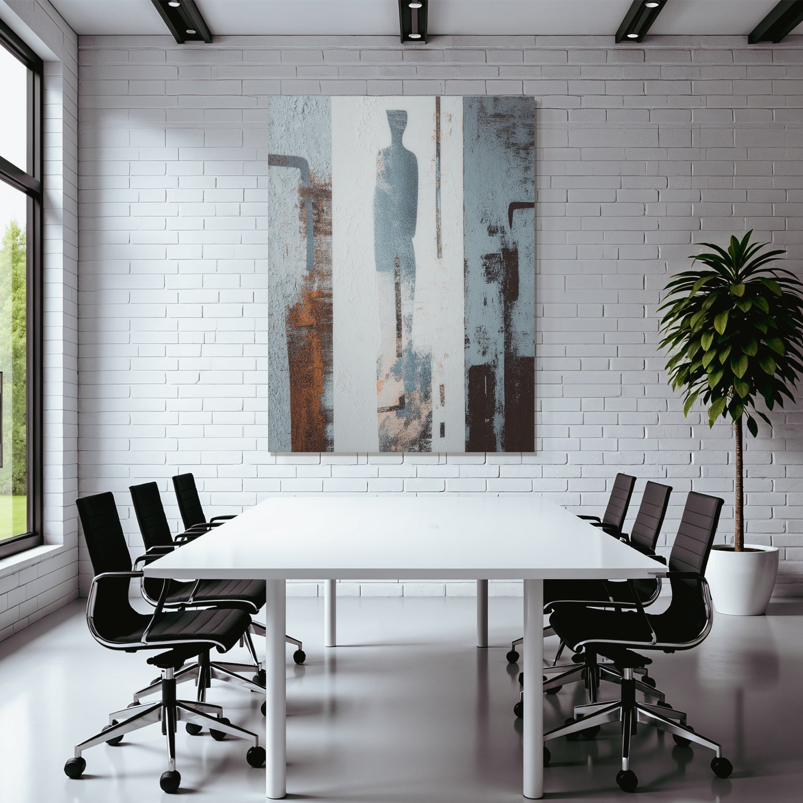 Abstrakte Komposition In Blau Grau Und Orange Figuren