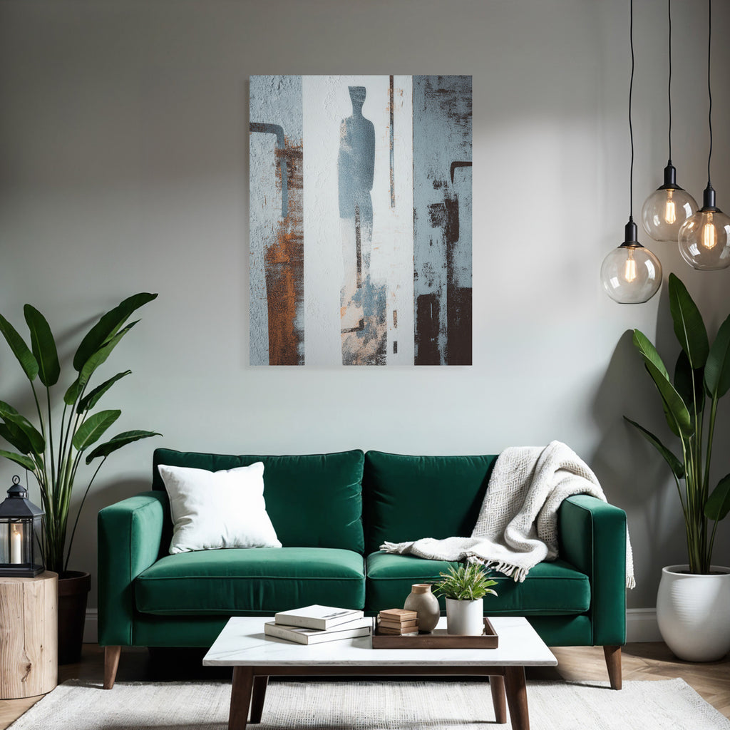 Abstrakte Komposition In Blau Grau Und Orange Figuren