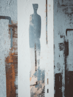  Abstrakte Komposition In Blau Grau Und Orange Figuren | Industrial | Einrichtungsstile