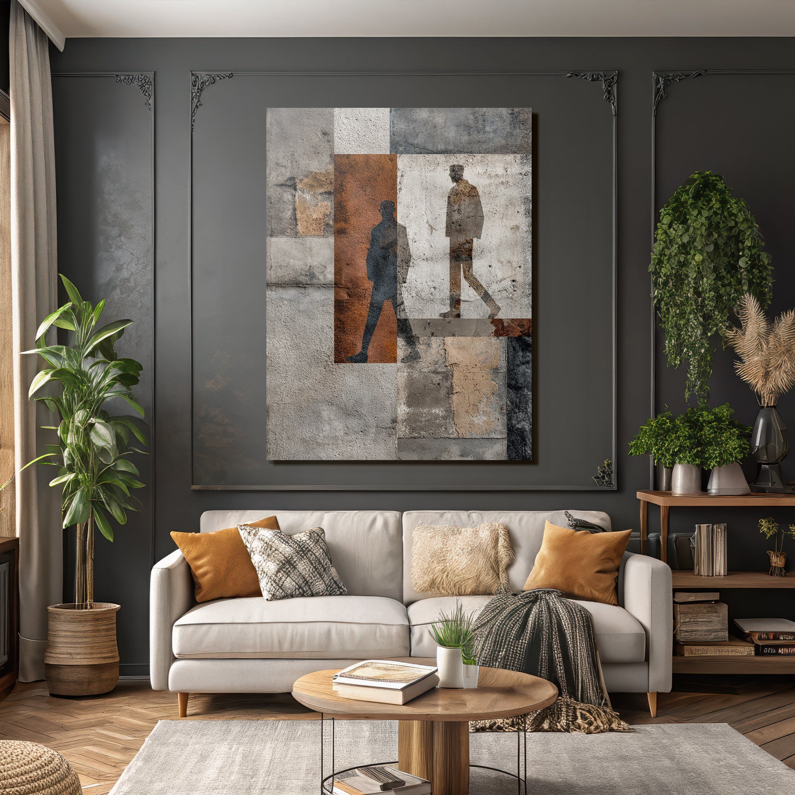 Abstrakte Komposition Mit Texturen Und Silhouetten