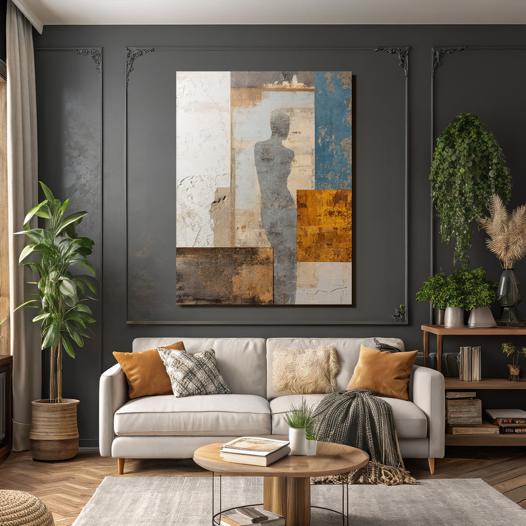 Abstrakte Komposition Verschiedene Texturen Farben Silhoutte