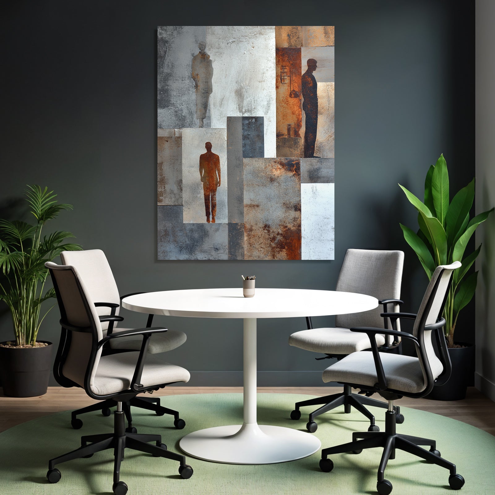 Abstrakte Kunst Figur Texturen Grau Weiss Rost